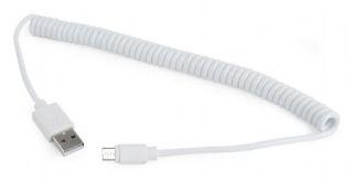 GEMBIRD CC-mUSB2C-AMBM-6-W Gembird spiralinis mikro USB kabelis, 1,8 m, baltas