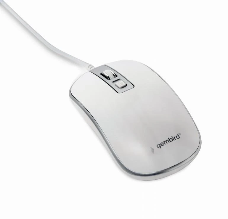 Otinė pelė GEMBIRD MUSW-4B-06-WS/Wired optical mouse, USB, white/silver