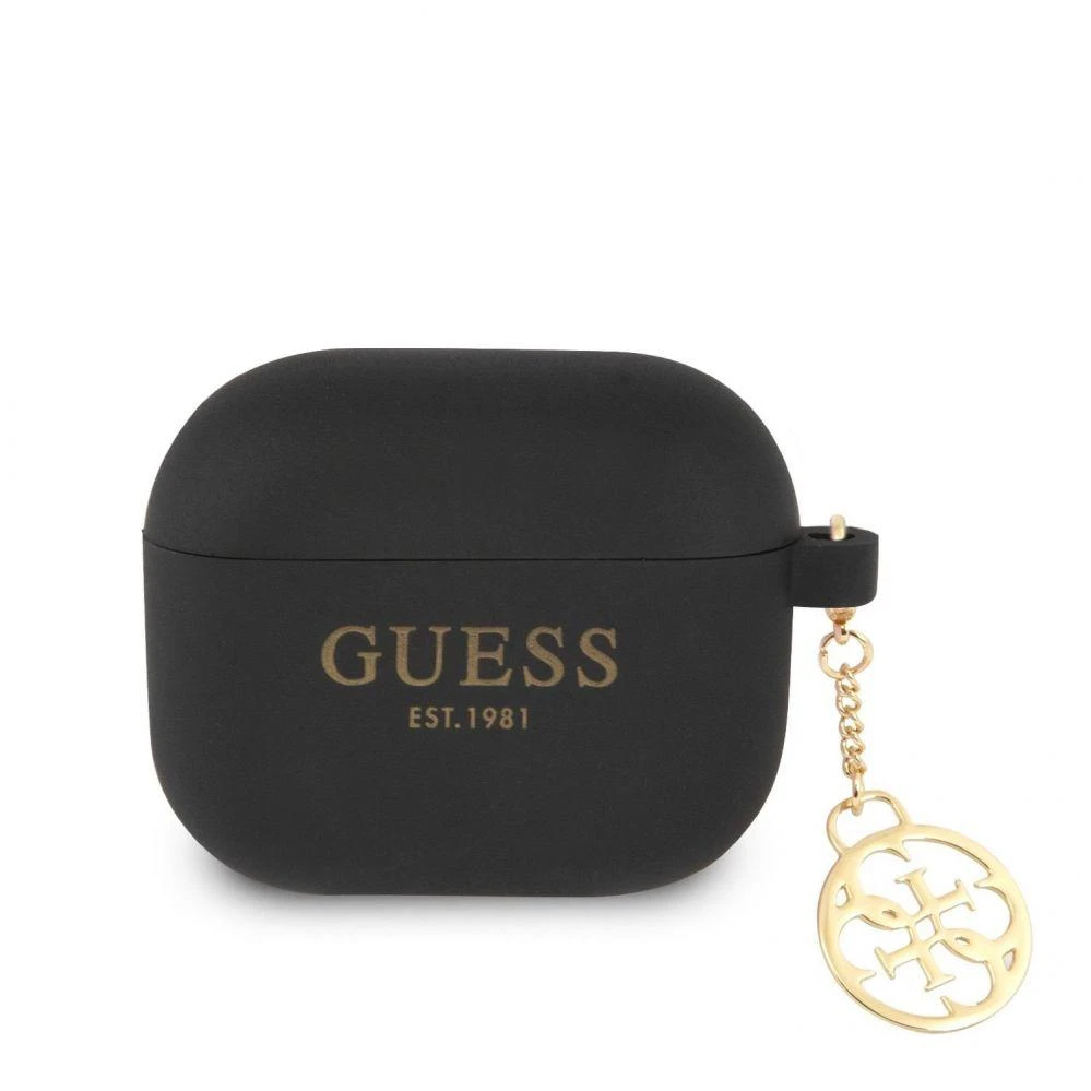 Juodas Guess AirPods 3 dėklas su pakabuku
