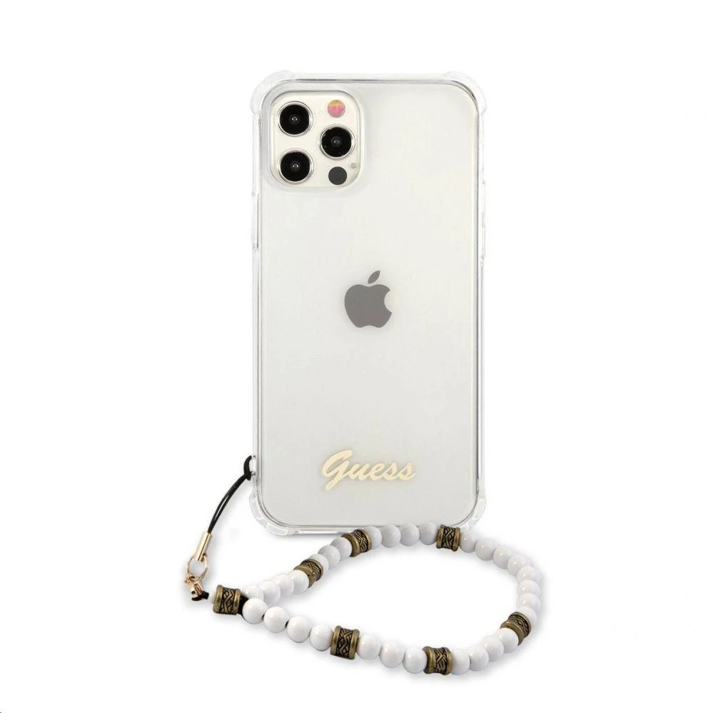 GUESS GUHCP12MKPSWH KIETAS DĖKLAS SKAIDRUS Baltas PEARL IPHONE 12/12 PRO
