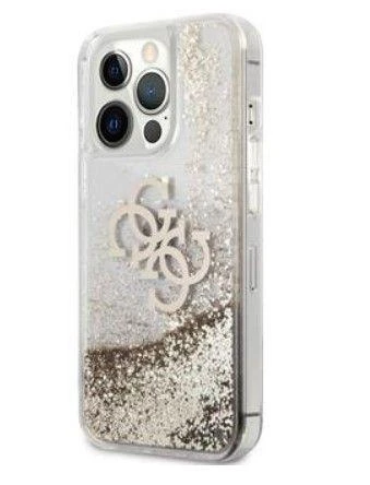 Guess GUHCP13XLG4GGO Apple iPhone 13 Pro Max 6,7″ auksinis kietas dėklas 4G Big Liquid Glitter