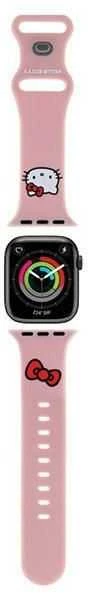 Hello Kitty apyrankė HKAWLSCHBLP Apple Watch 42/44/45/49mm rožinės spalvos apyrankė Silicone Kitty Head