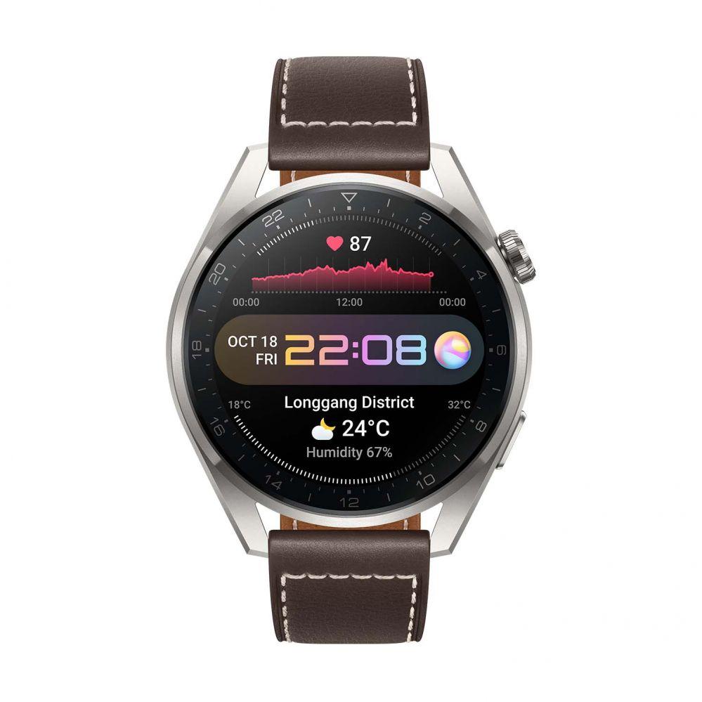 Išmanusis laikrodis Huawei Watch 3 Pro ''Classic Edition'', Sidabrinės  spalvos su rudos spalvos odiniu dirželiu | Varle.lt