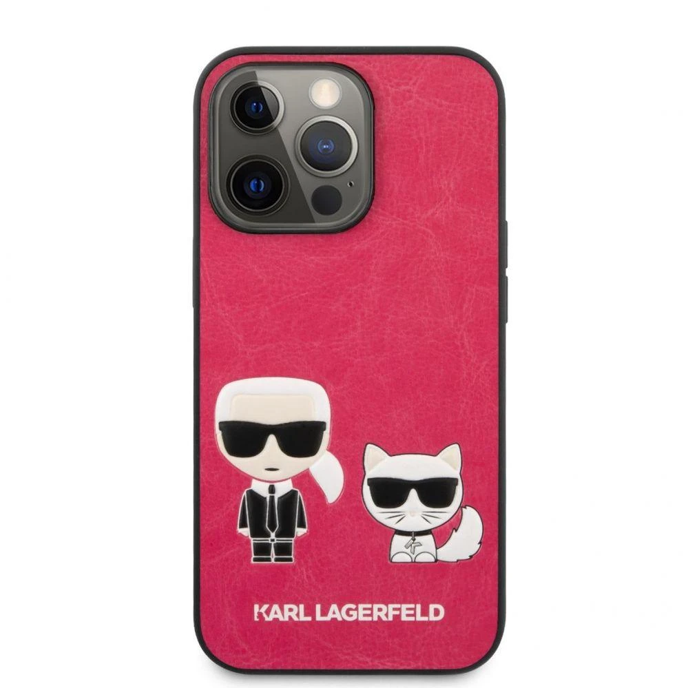 KLHCP13LPCUSKCP Karl Lagerfeld and Choupette PU Odinis dėklas for iPhone 13 Pro Fuchsia (Fuchsia)