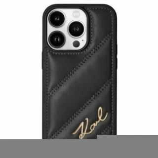 Apple iPhone 13 / 14 / 15 Karl Lagerfeld Diagonal Quilted Script (KLHCP14SPQDSMGK) dėklas telefonui juodos spalvos