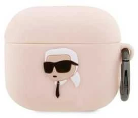 Karl Lagerfeld KLA3RUNIKP AirPods 3 dėklas rožinės spalvos Silicone Karl Head 3D