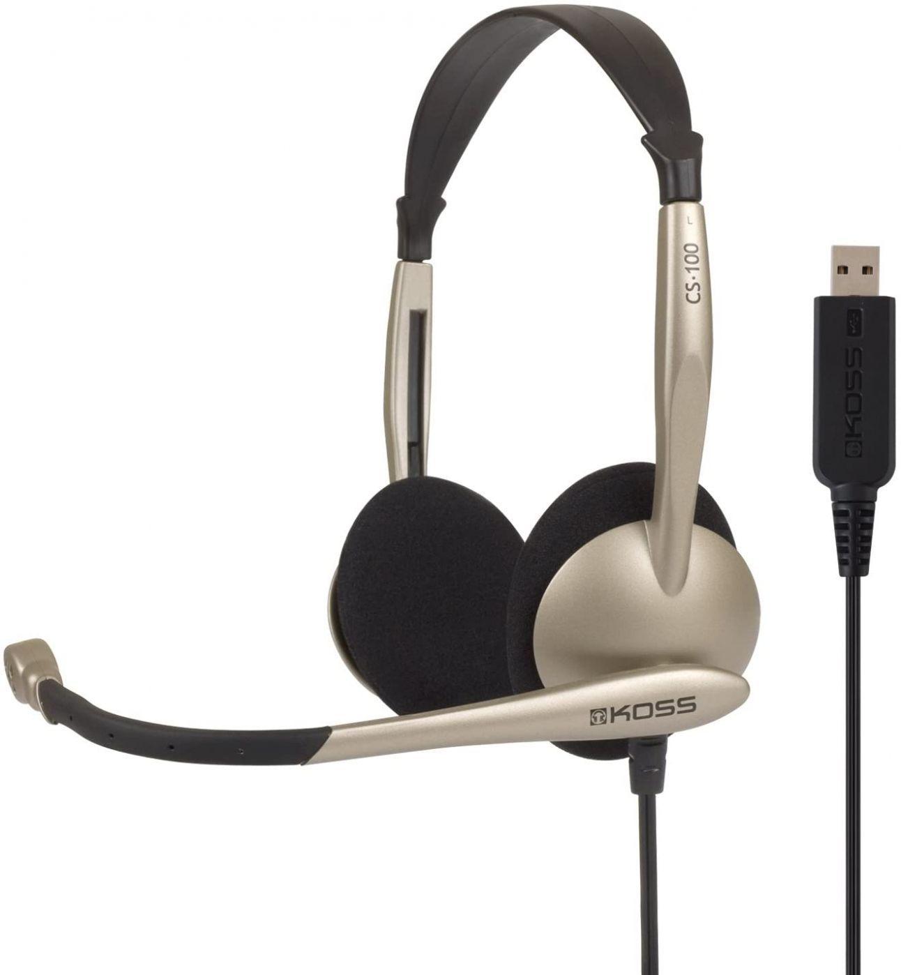 Koss | Ausinės | CS100USB | su laidu | Ant ausų uždedamos | Mikrofonas | Auksinė | Noise canceling
