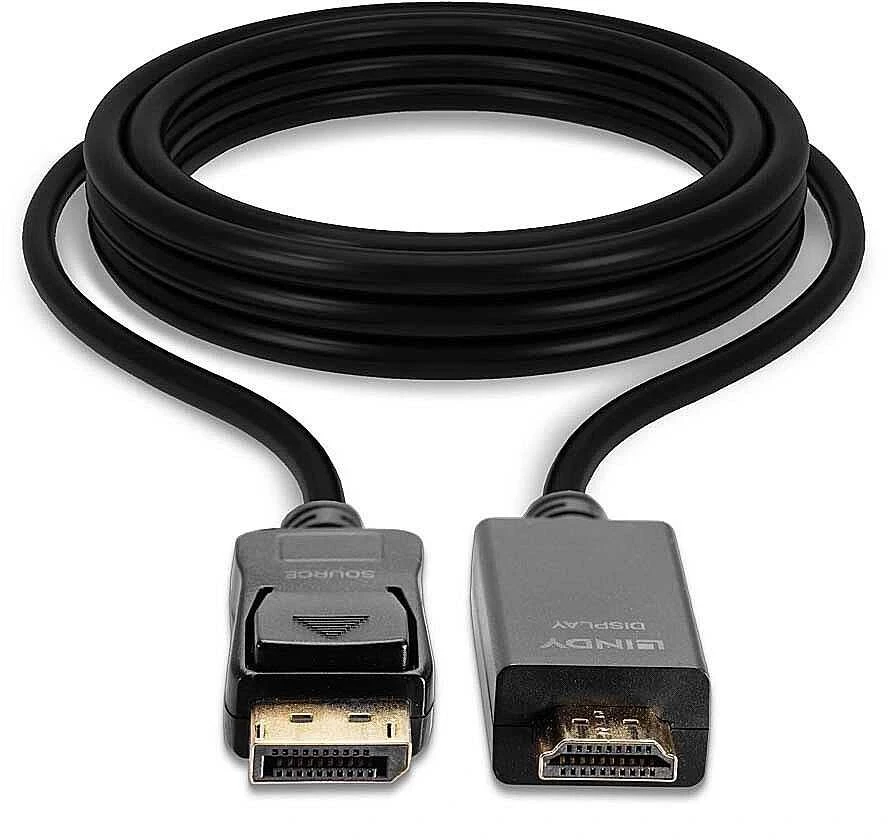 Adapteris - LINDY Ekranas Port į HDMI 4K30Hz Adapterio Kabelis, 0.5 m, Juodas