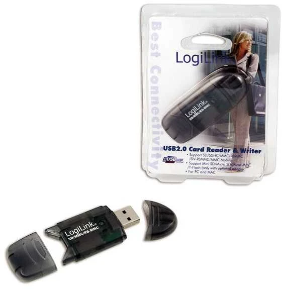 LogiLink Prisijungti | USB 2.0 išorinis kortelių skaitytuvas, skirtas MMC, RS-MMC, SD ir SD HC