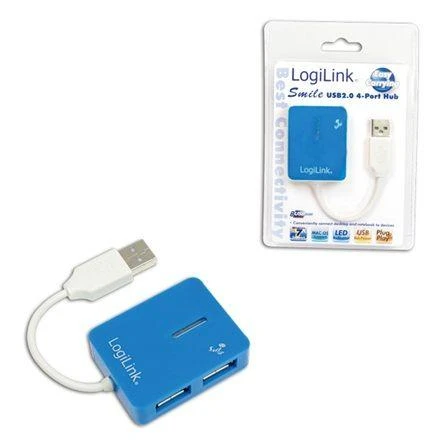 LogiLink Prisijungti | USB 2.0 Hub 4-Port, Smile, Mėlyna