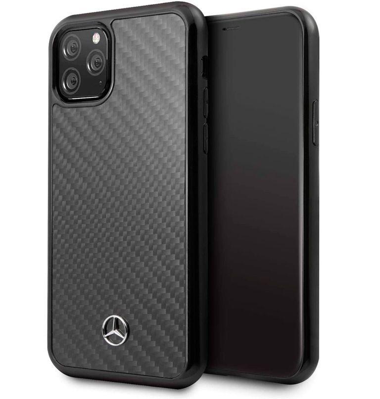 Dėklas Mercedes-Benz Apple iPhone 11 Pro Max Hard Case Leather Carbon Fiber Juodas