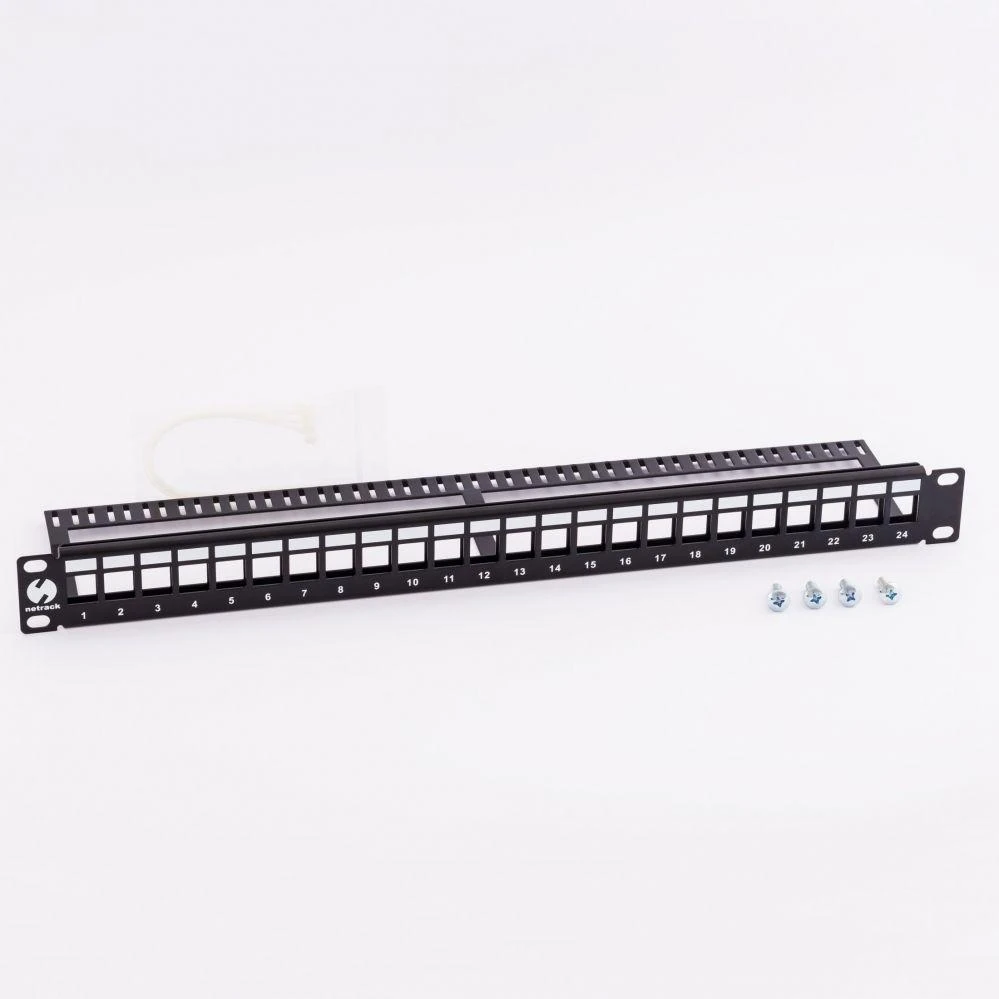 NETRACK 104-20 patch panel Keystone 19 colių 24 jungtys UTP su lentyna