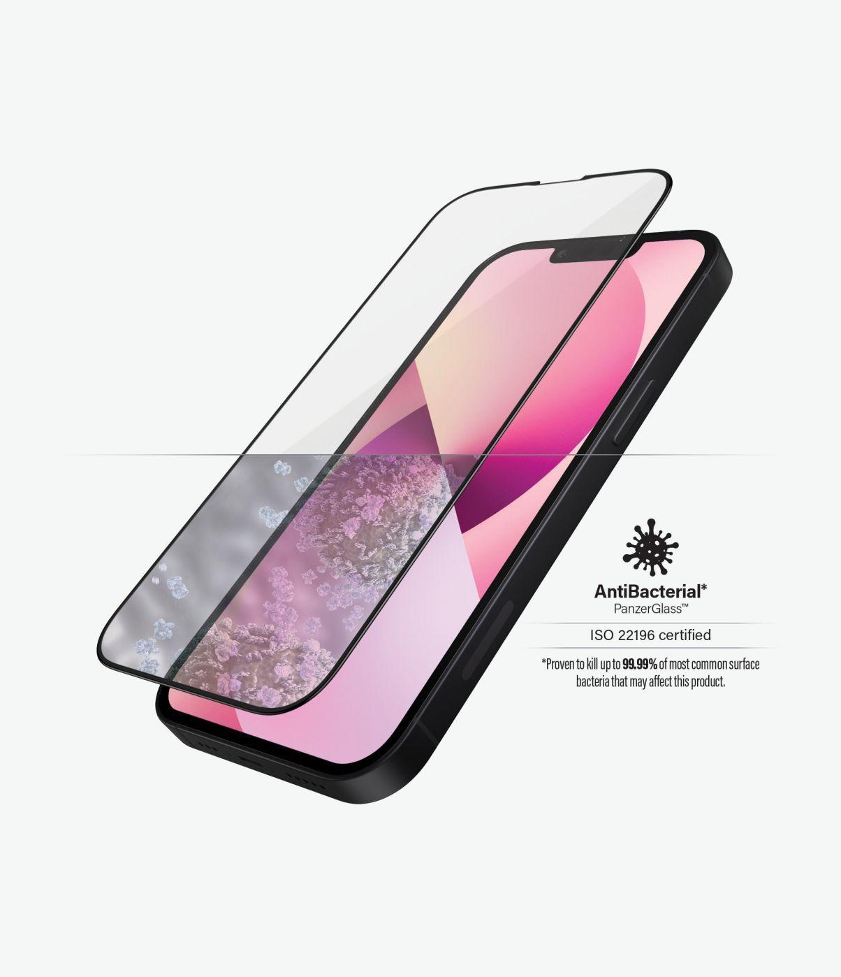 Panzer Glass PanzerGlass | Skaidri ekrano apsauga | Apple | iPhone 13 Mini | Grūdintas stiklas | Juodas | Antibakterinis stiklas; Atsparus įbrėžimams ir bakterijoms; Amortizatorius; Lengva montuoti