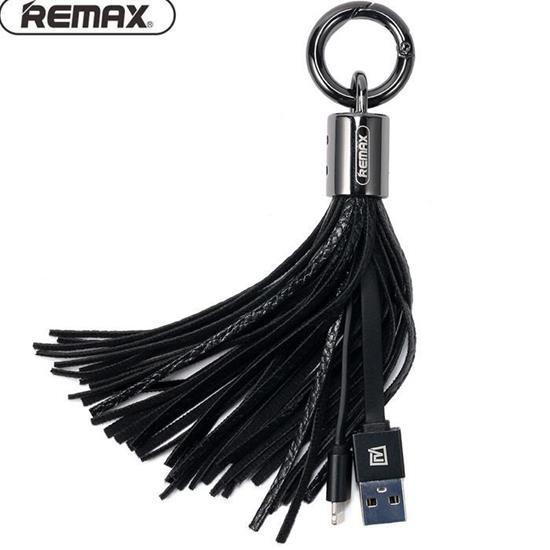 Remax RC-053m dizaino raktų pakabuko žiedas su mikro ir USB duomenų ir įkroviklio laidu juodas