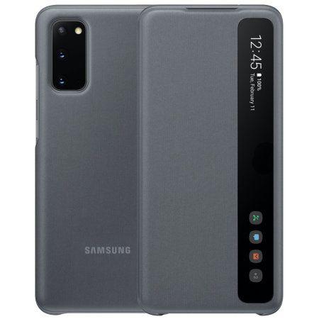 Samsung Galaxy S20 Clear View Atverčiamas Dėklas Pilkas