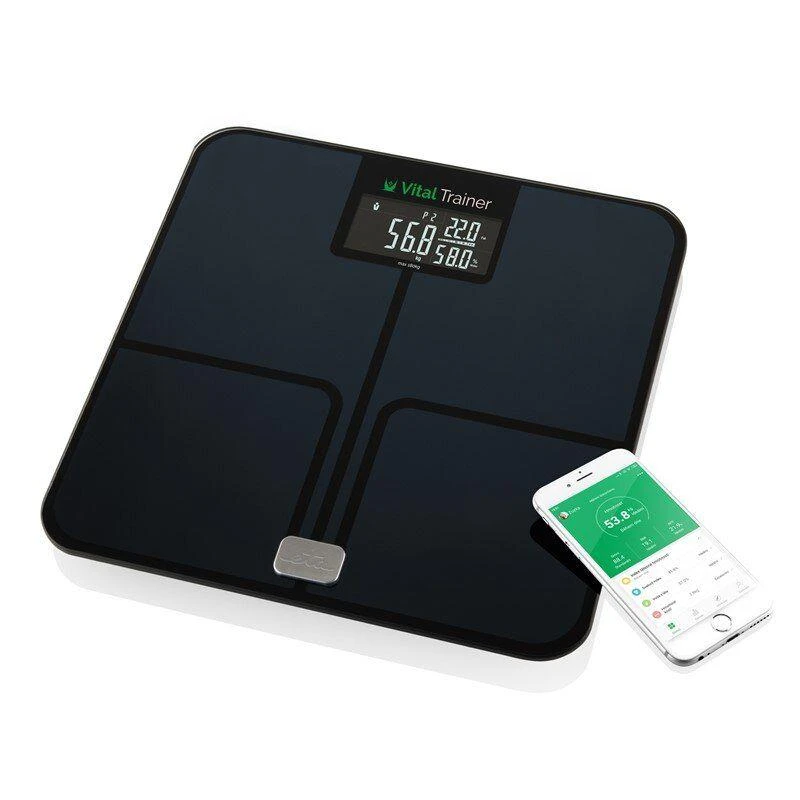 ETA | Išmanios asmeninės svarstyklės | „Vital Trainer“ ETA778090000 | Kūno analizatorius | Didžiausias svoris (keliamoji galia) 180 kg | Tikslumas 100 g | Kūno masės indekso (KMI) matavimas | Juodas