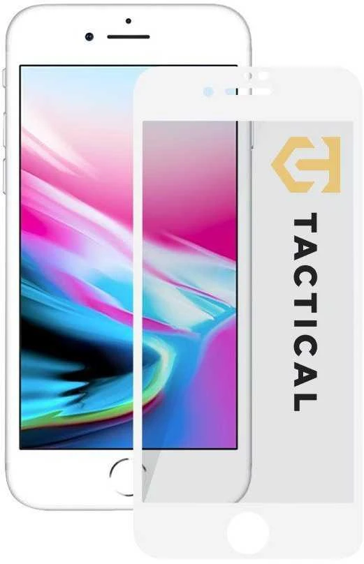Tactical apsauginis stiklas Shield 5D skirtas Apple iPhone 7/8/SE2020/SE2022 su baltos spalvos krašteliu