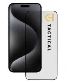 Tactical apsauginis stiklas Shield 5D skirtas Apple iPhone 15 Pro Max su juodos spalvos krašteliu