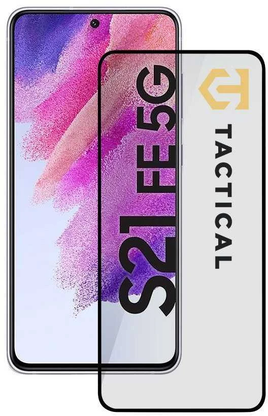 Tactical apsauginis stiklas Shield 5D skirtas Samsung Galaxy S21 FE 5G su juodos spalvos krašteliu