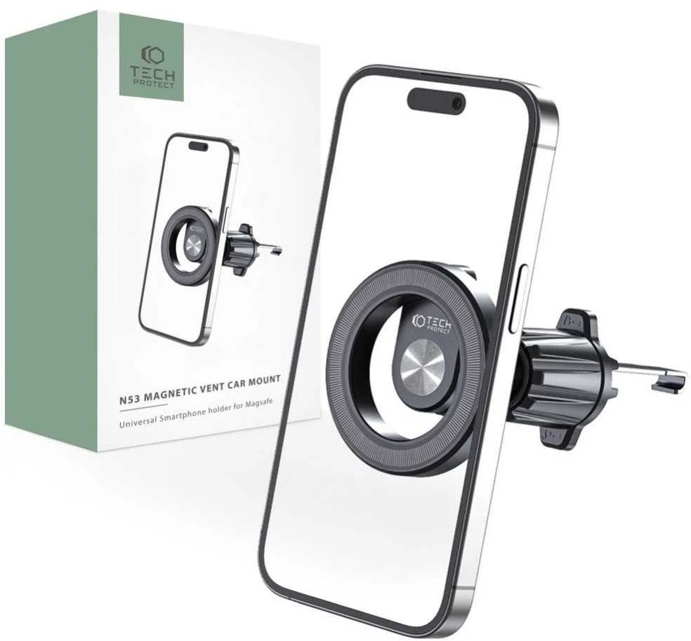 Tech-Protect N53 automobilinis telefono laikiklis su MagSafe oro grotelėms – juodos spalvos