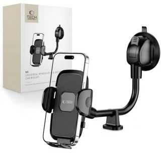 Tech-Protect V3 Long Arm automobilinis telefono laikiklis for Windshield/Cockpit – juodos spalvos