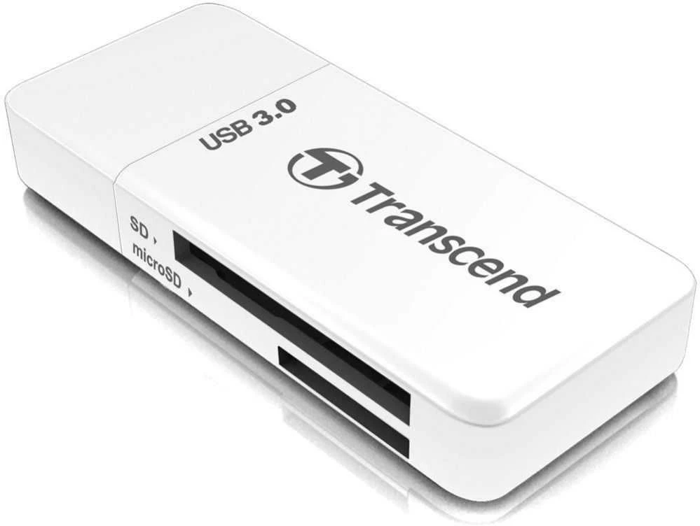 TRANSCEND USB3.0 SD/Micro SD kortelių skaitytuvas baltas