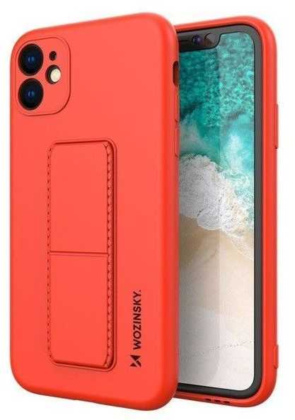 Wozinsky Kickstand Case silikoninis dėklas su stovu iPhone 11 raudonas