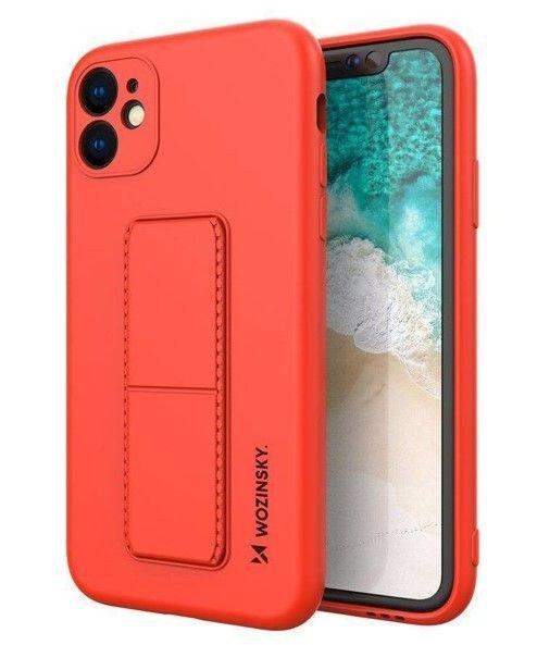 Wozinsky Kickstand Case silikoninis dėklas su stovu iPhone 11 raudonas