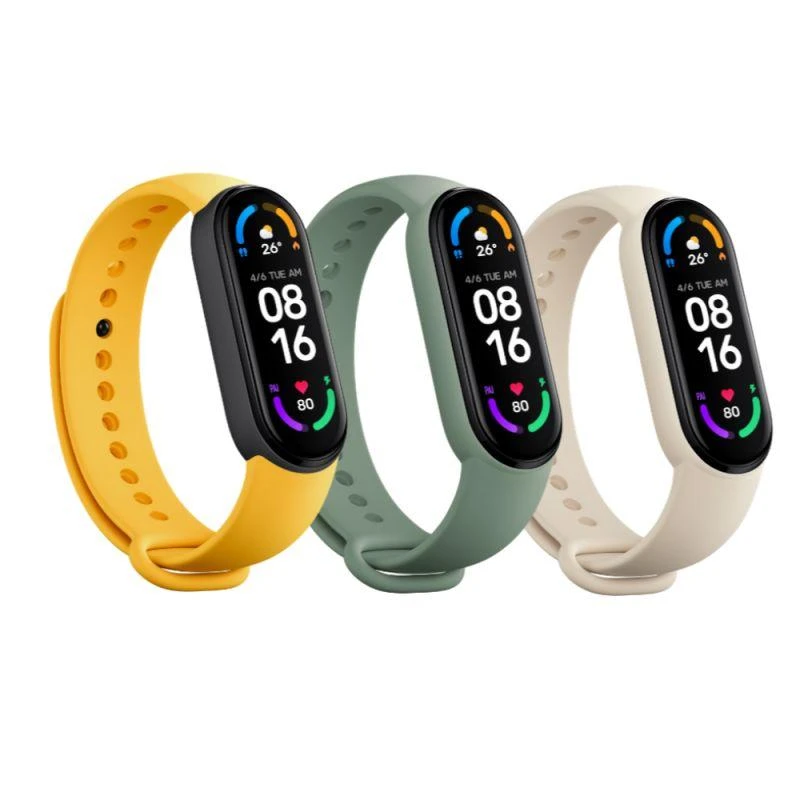 Išmaniosios apyrankės Xiaomi Mi Smart Band dirželiai (3), Rožinės, žalios ir geltonos spalvos