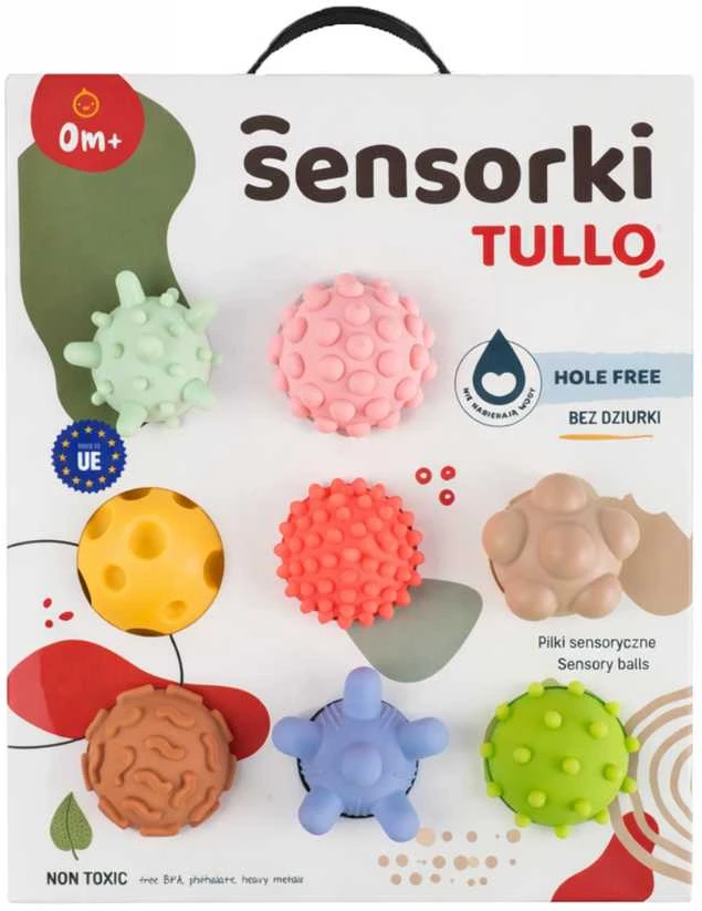 AM Tullo Sensoriniai kamuoliukai be skylučių TULLO pasteliniai, 8 vnt.