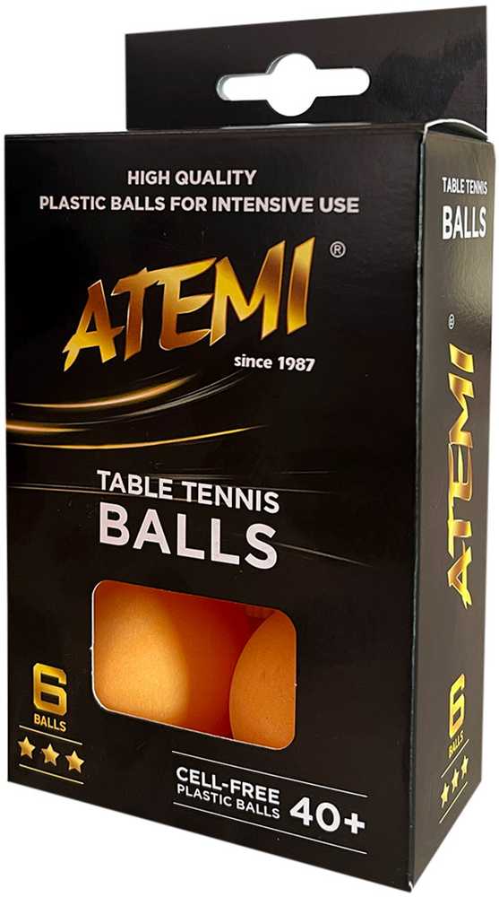 Atemi *** oranžiniai stalo teniso kamuoliukai, 6 vnt.