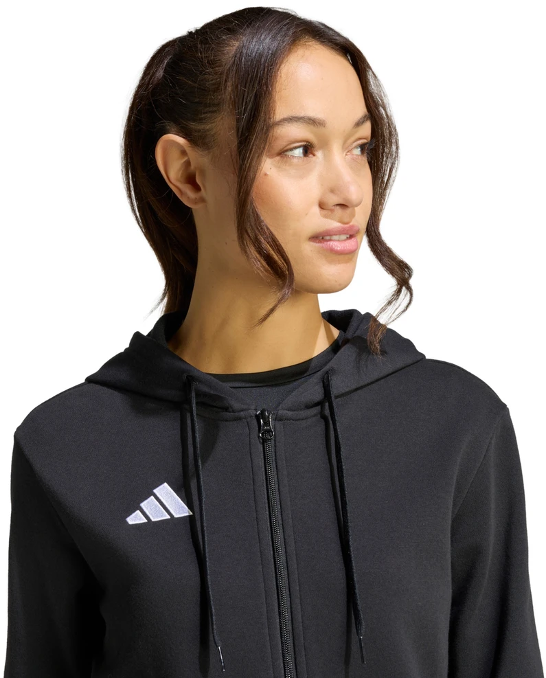 Moteriškas adidas Entrada 26 džemperis su pilnu užtrauktuku, juodas KF5939