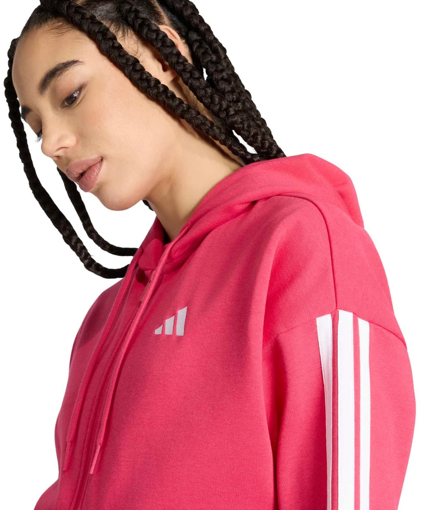 Bluza damska adidas Essentials 3-Stripes Full-Zip Fleece Hoodie rožinė KF6272 (S)
