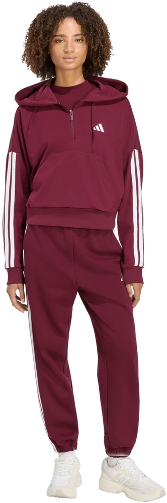 Bluza damska adidas Essentials 3-Stripes French Terry Quarter-Zip bordinė KF8316 (S)