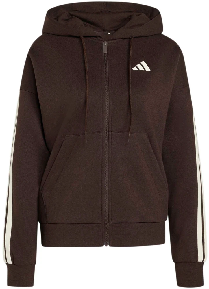 Bluza damska adidas Essentials 3-Stripes Full-Zip Fleece Hoodie ruda KX0784 (2XL)
