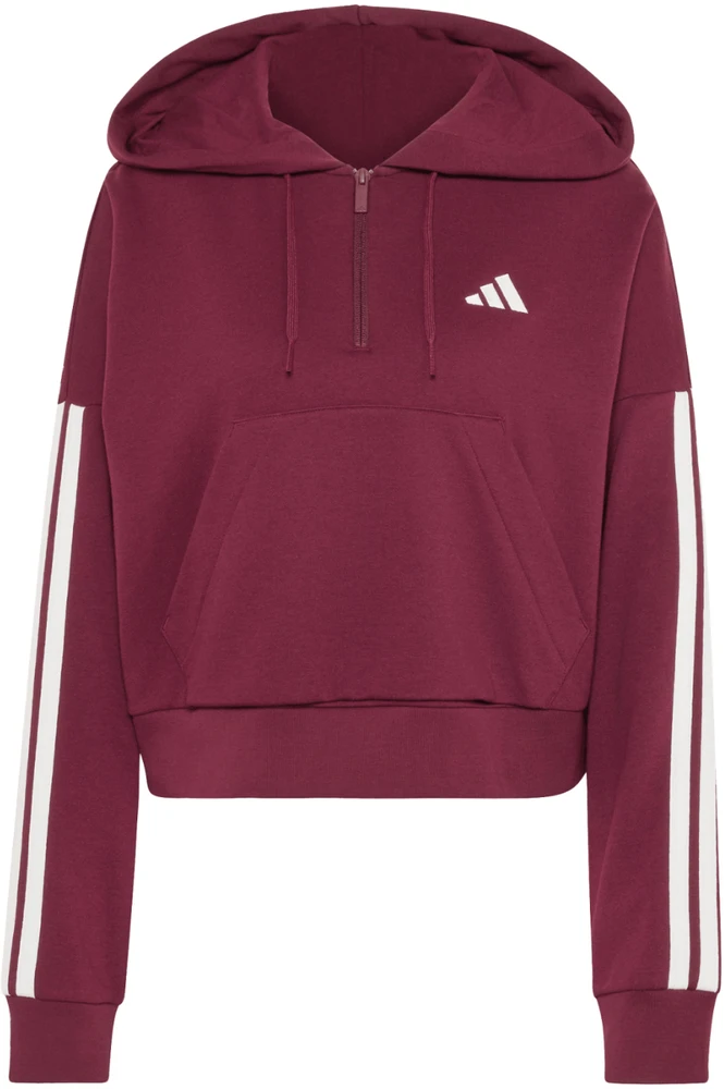 Bluza damska adidas Essentials 3-Stripes French Terry Quarter-Zip bordinė KF8316 (S)
