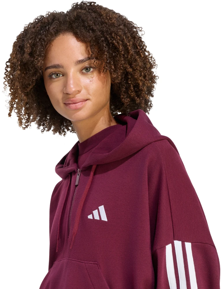 Bluza damska adidas Essentials 3-Stripes French Terry Quarter-Zip bordinė KF8316 (S)