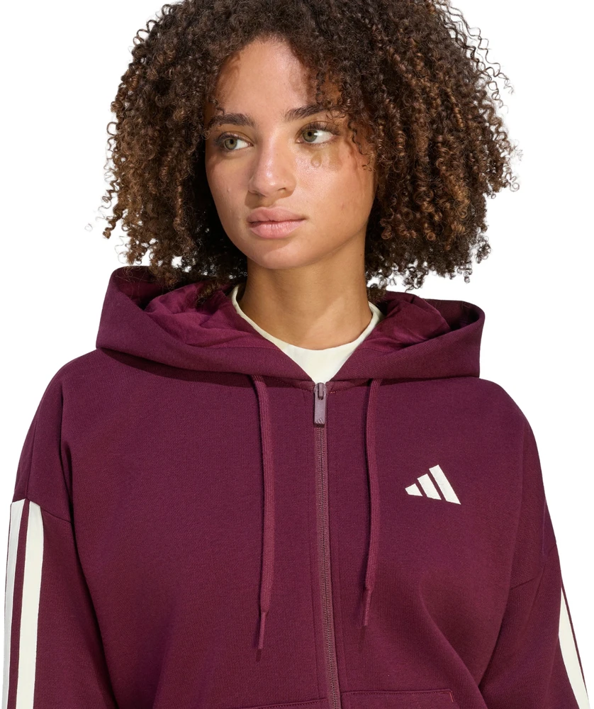 Bluza damska adidas Essentials 3-Stripes Full-Zip bordinė KX0785 (L)