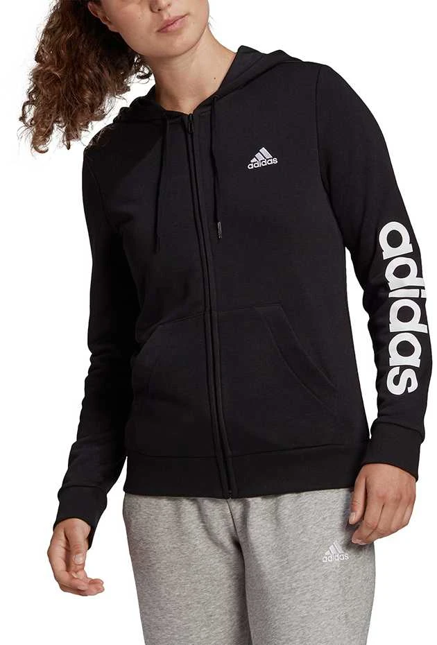 Džemperis moterims Adidas Essentials Linear Ful Zipp Hoodie W GL0791, juodas