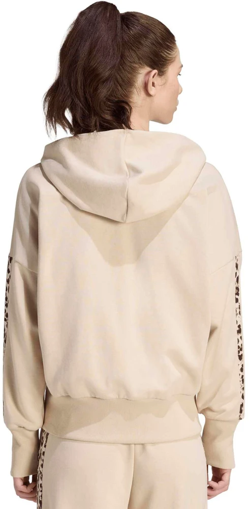 Bluza damska adidas Seasonal Essentials Animal Print 3-Stripes Full-Zip Hooded smėlio sp. KH1547 (M)