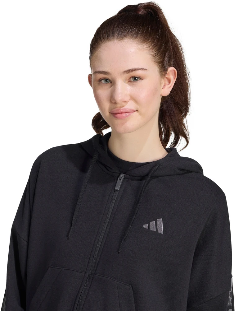 Bluza damska adidas Seasonal Essentials Animal Print 3-Stripes Full-Zip Hooded juoda KS8002 (2XL)