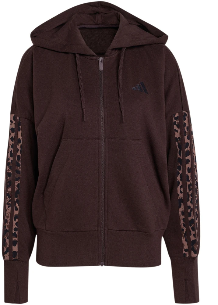 Bluza damska adidas Seasonal Essentials Animal Print 3-Stripes Full-Zip Hooded ruda KV9299 (S)