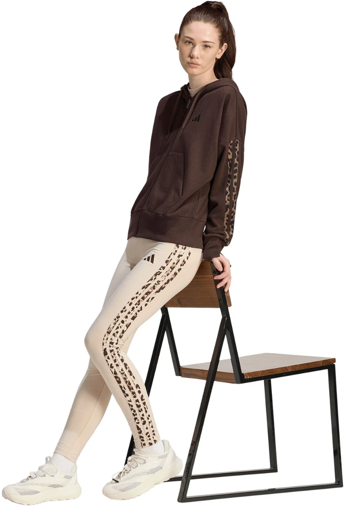 Bluza damska adidas Seasonal Essentials Animal Print 3-Stripes Full-Zip Hooded ruda KV9299 (S)