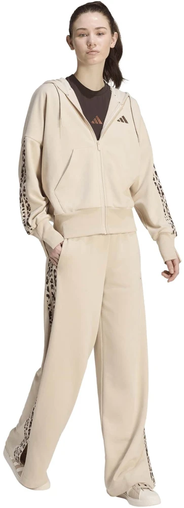 Bluza damska adidas Seasonal Essentials Animal Print 3-Stripes Full-Zip Hooded smėlio sp. KH1547 (M)