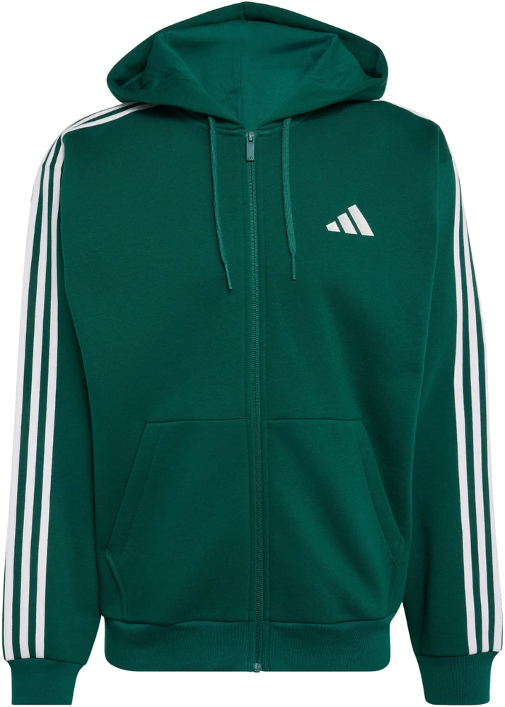Bluza vyriška adidas Essentials 3-Stripes Fleece Full-Zip Hoodie žalia KZ1412 (XL)