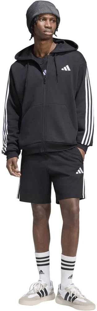Bluza vyriška adidas Essentials 3-Stripes Fleece Full-Zip Hoodie juoda KY6559 (M)
