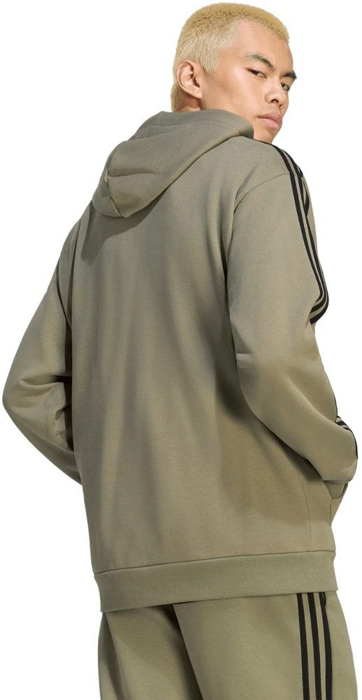 Bluza vyriška adidas Essentials 3-Stripes French Terry Hoodie oliwkowa KY4204 (M)