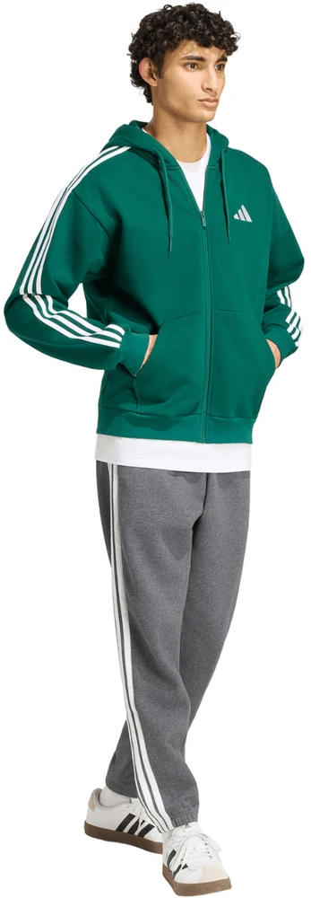 Bluza vyriška adidas Essentials 3-Stripes Fleece Full-Zip Hoodie žalia KZ1412 (XL)