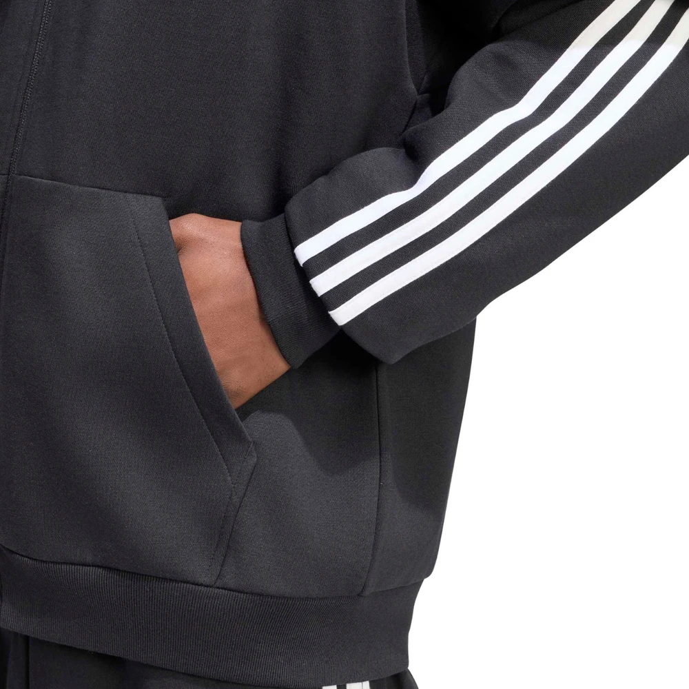 Bluza vyriška adidas Essentials 3-Stripes Fleece Full-Zip Hoodie juoda KY6559 (M)