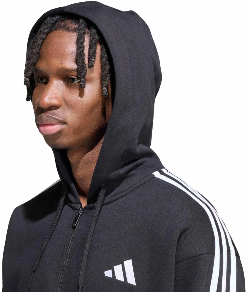 Bluza vyriška adidas Essentials 3-Stripes Fleece Full-Zip Hoodie juoda KY6559 (M)